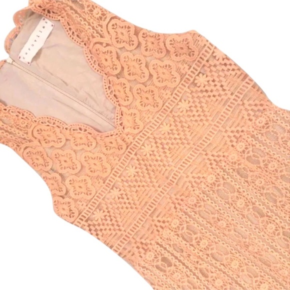 $298 Anthropologie Corina Laced Maxi Gown Medium Peach Lace Overlay Formal Dress - Picture 11 of 16